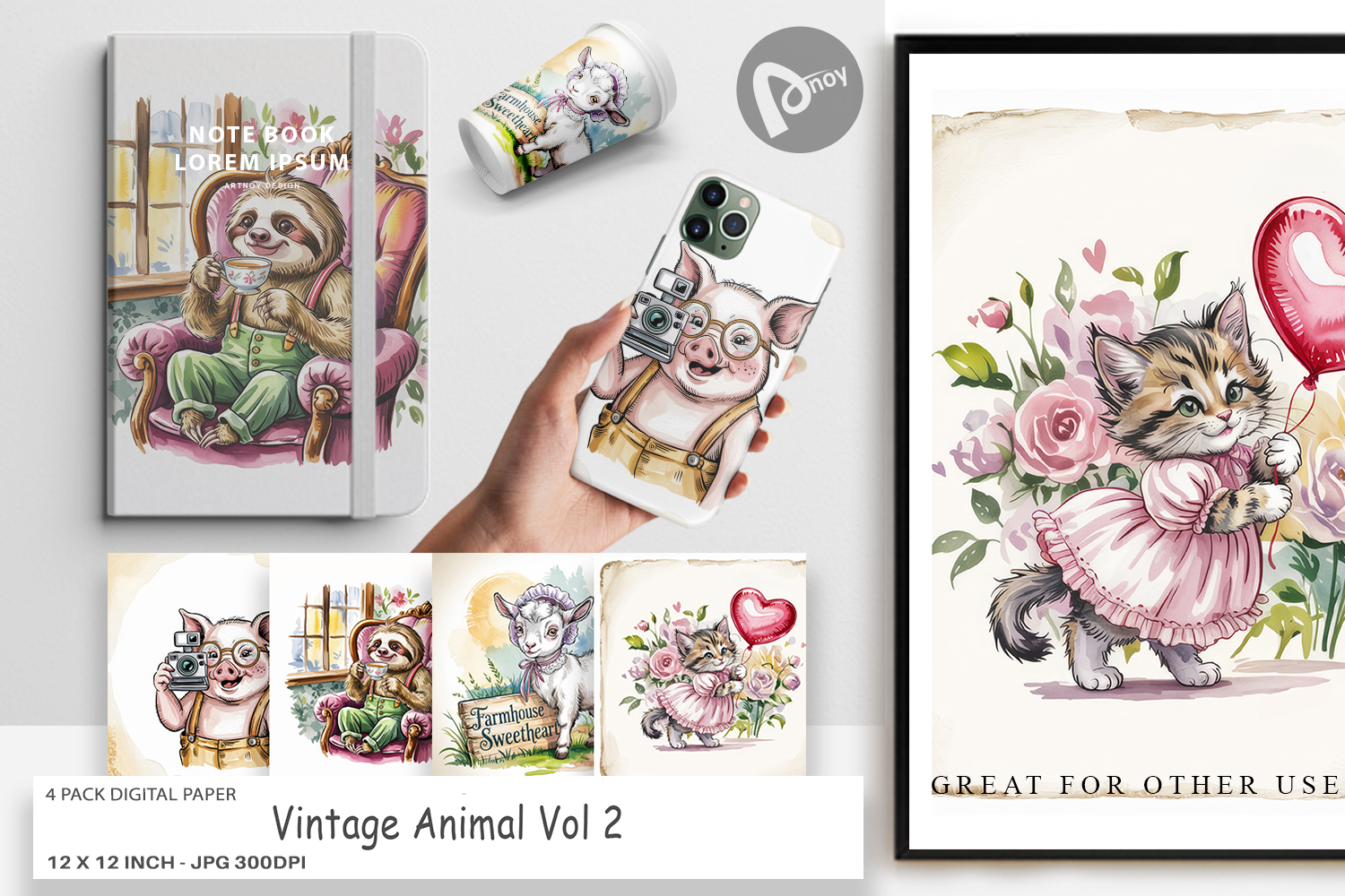 Digital Paper Vintage Animal product image 1