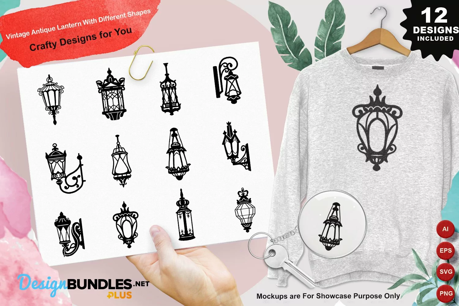 Vintage Antique Lantern With Different Shapes Clipart Set product image 1