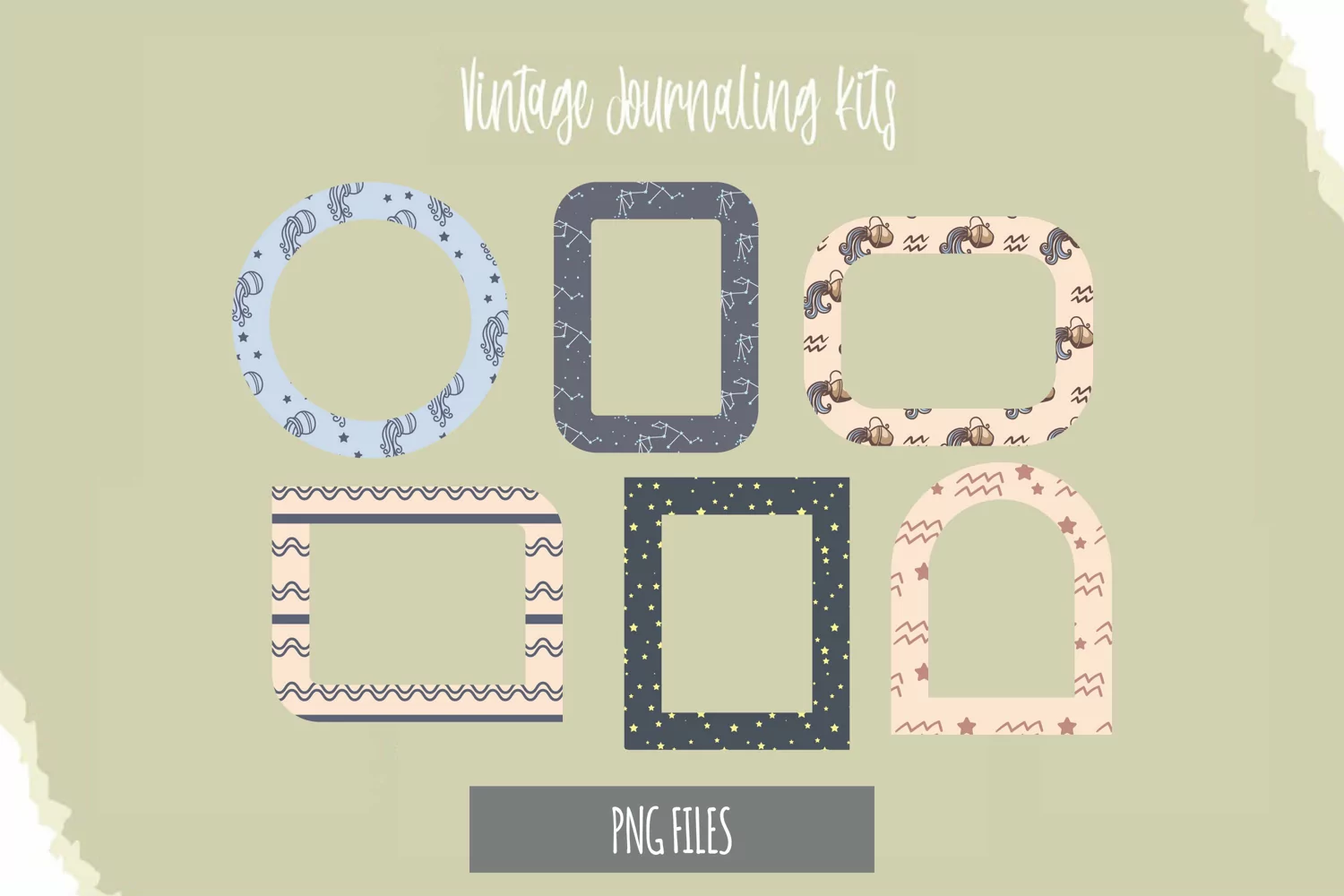 Vintage Aquarius Sign Seamless Pattern Frames product image 1