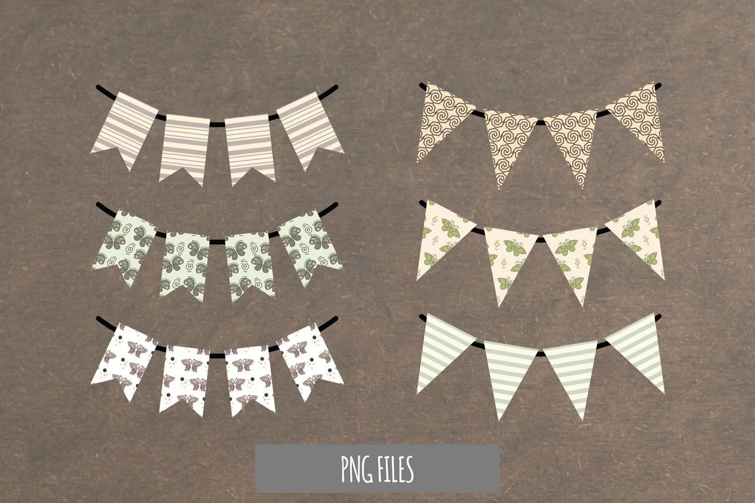 Vintage Art Deco Butterfly Seamless Pattern Bunting Banner product image 1