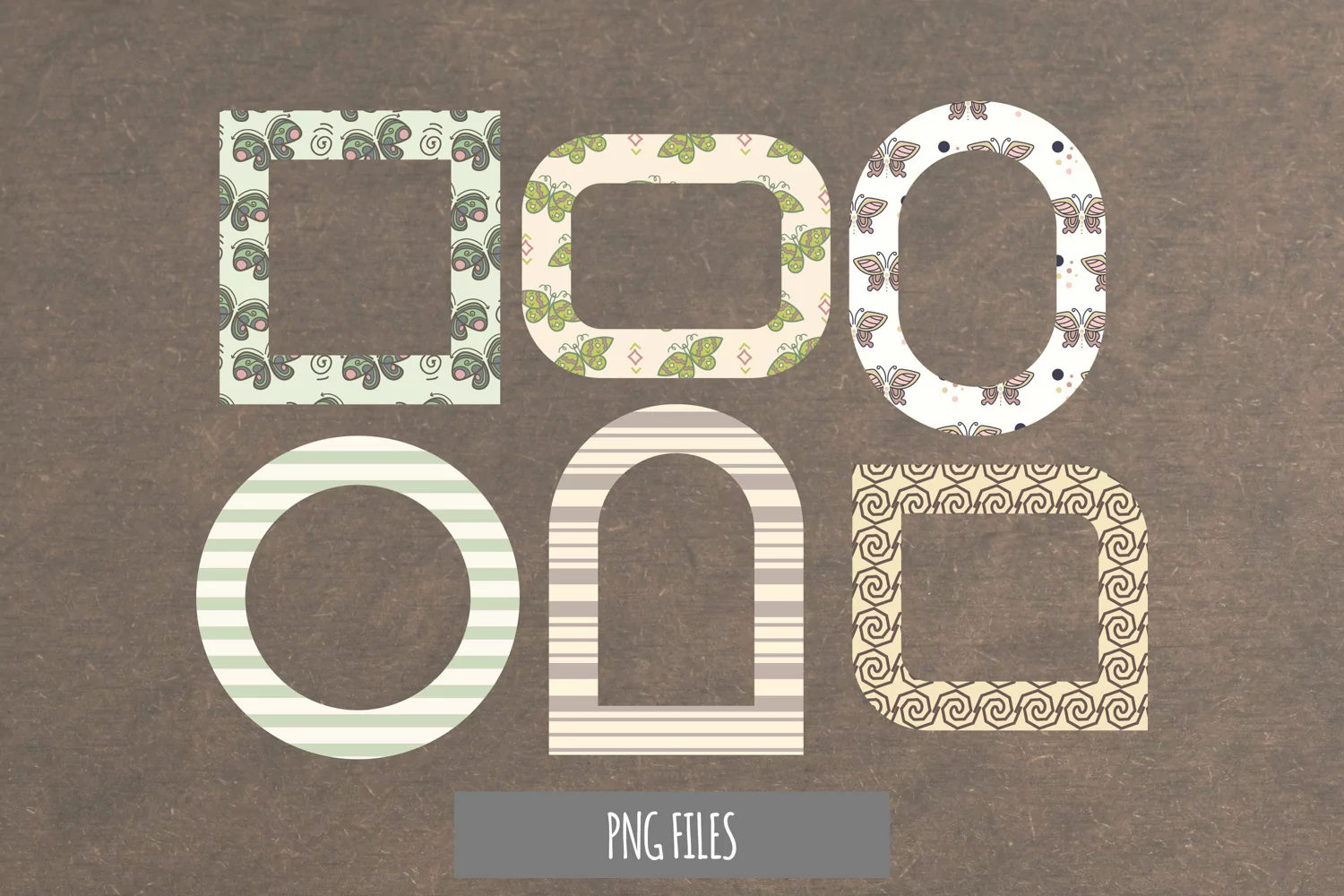 Vintage Art Deco Butterfly Seamless Pattern Frame Set product image 1