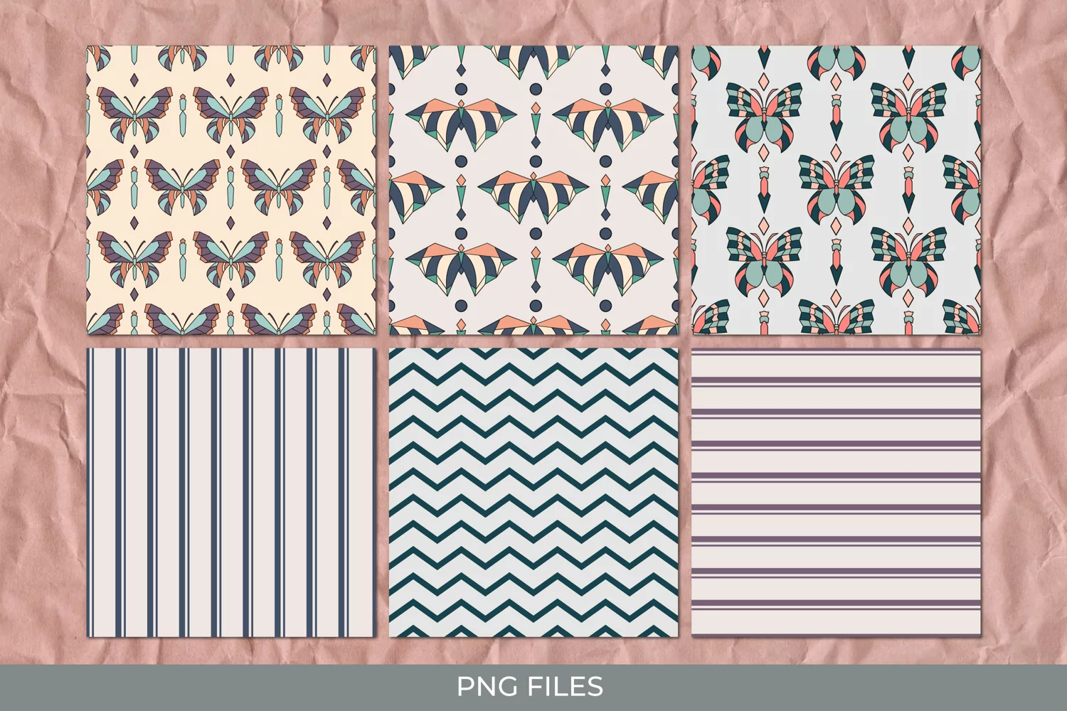 Vintage Art Deco Butterfly Seamless Pattern Paper Packs product image 1