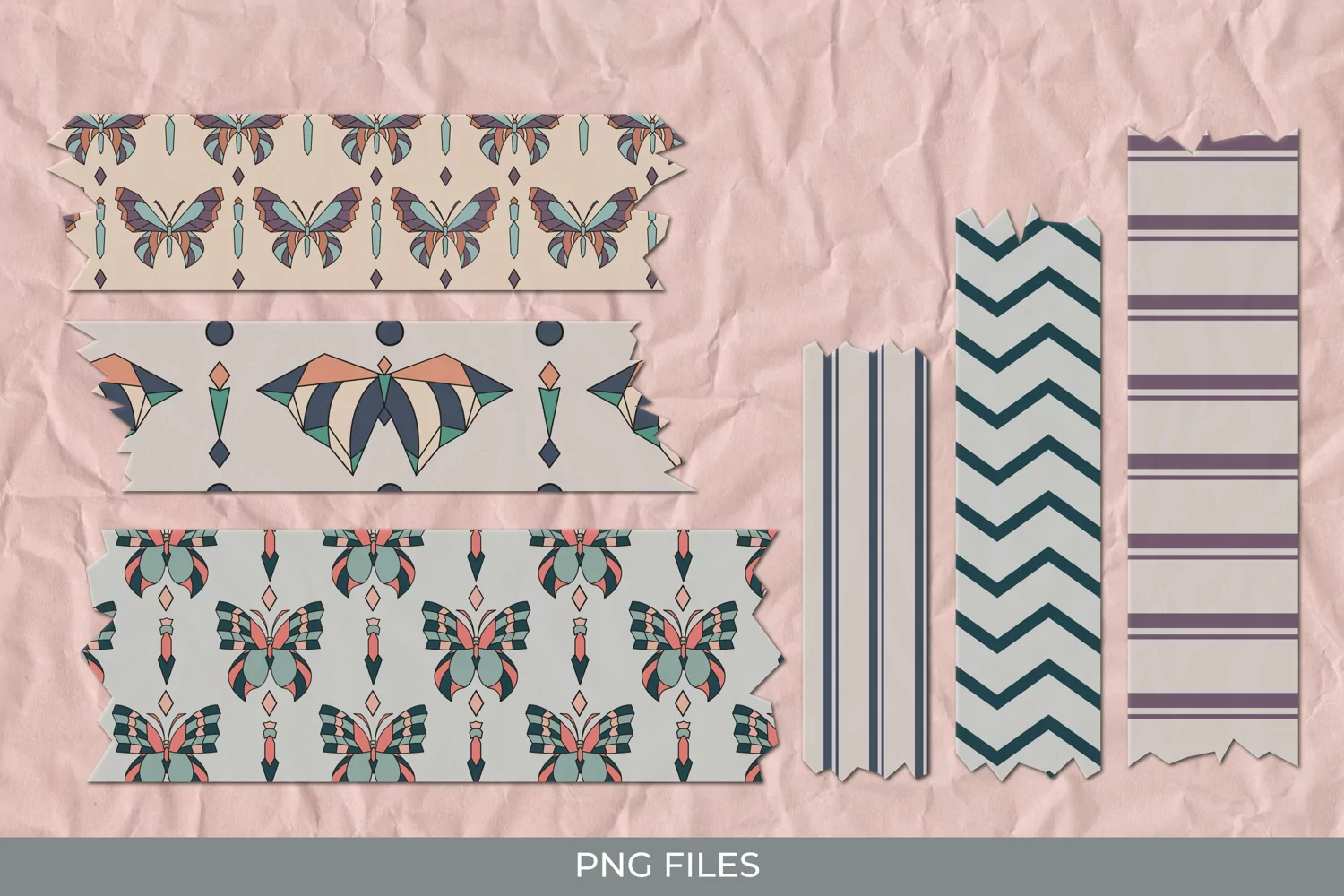 Vintage Art Deco Butterfly Seamless Pattern Tape product image 1