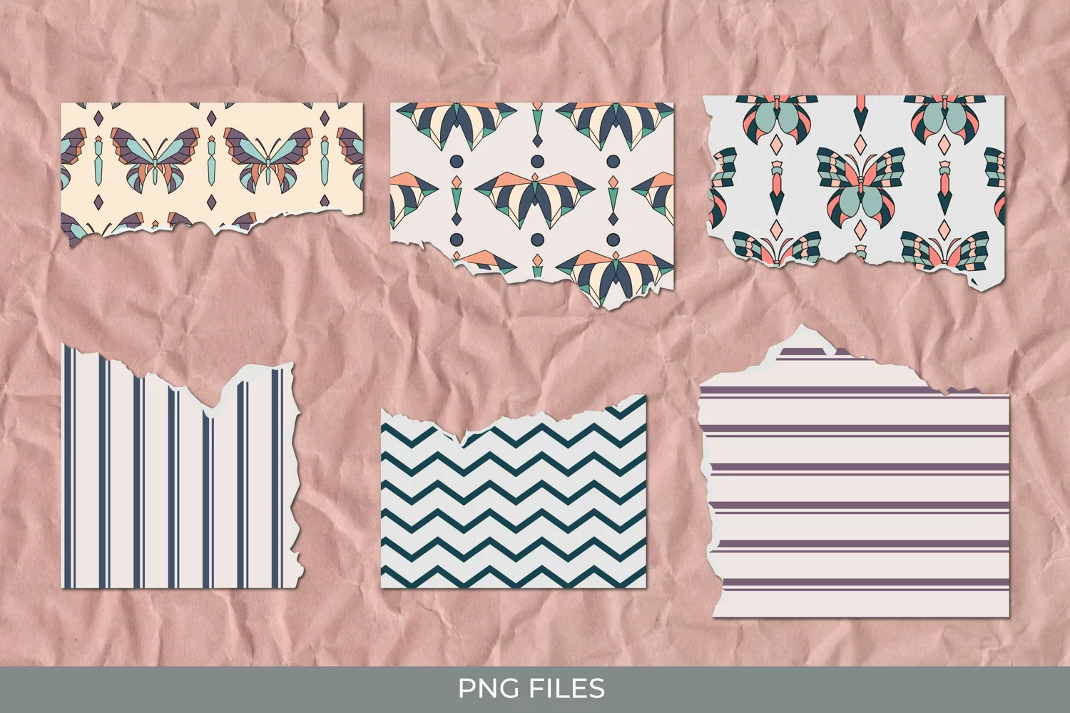 Vintage Art Deco Butterfly Seamless Pattern Torn Paper product image 1