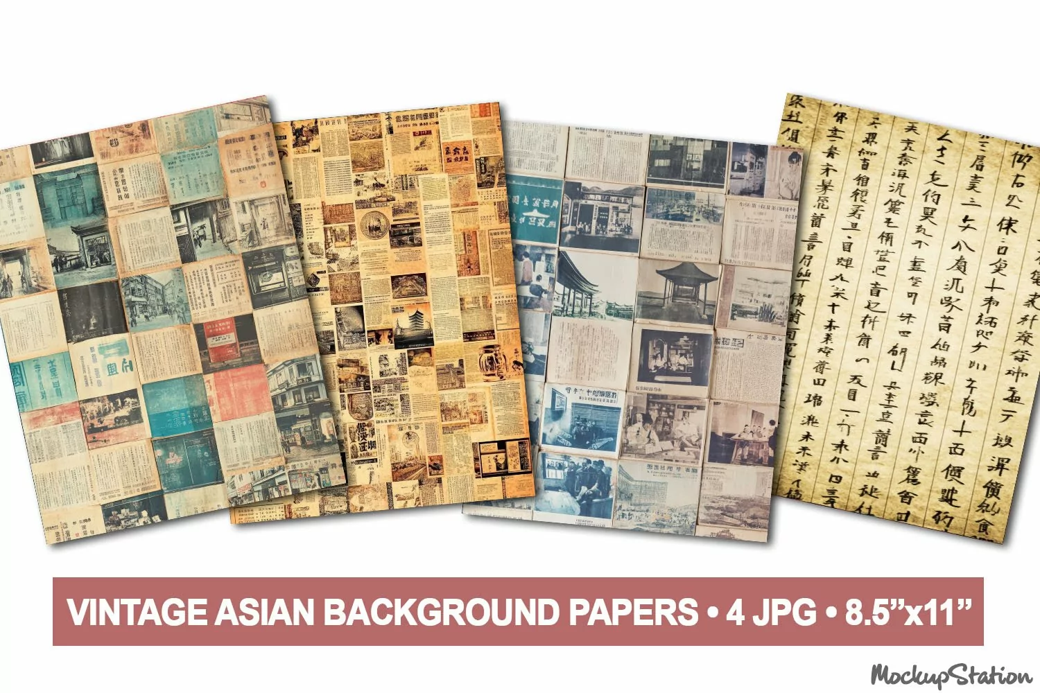 Old Newspapers Junk Journal Pages on Old Paper | Asian product image 1