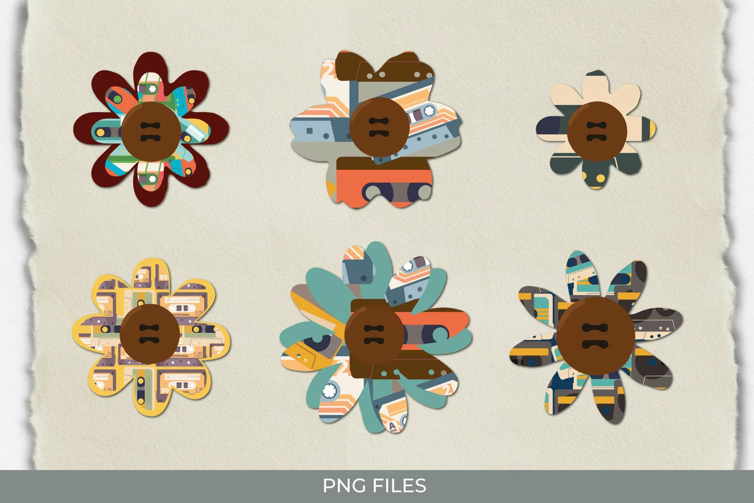 Vintage Audio Cassette Pattern Button product image 1