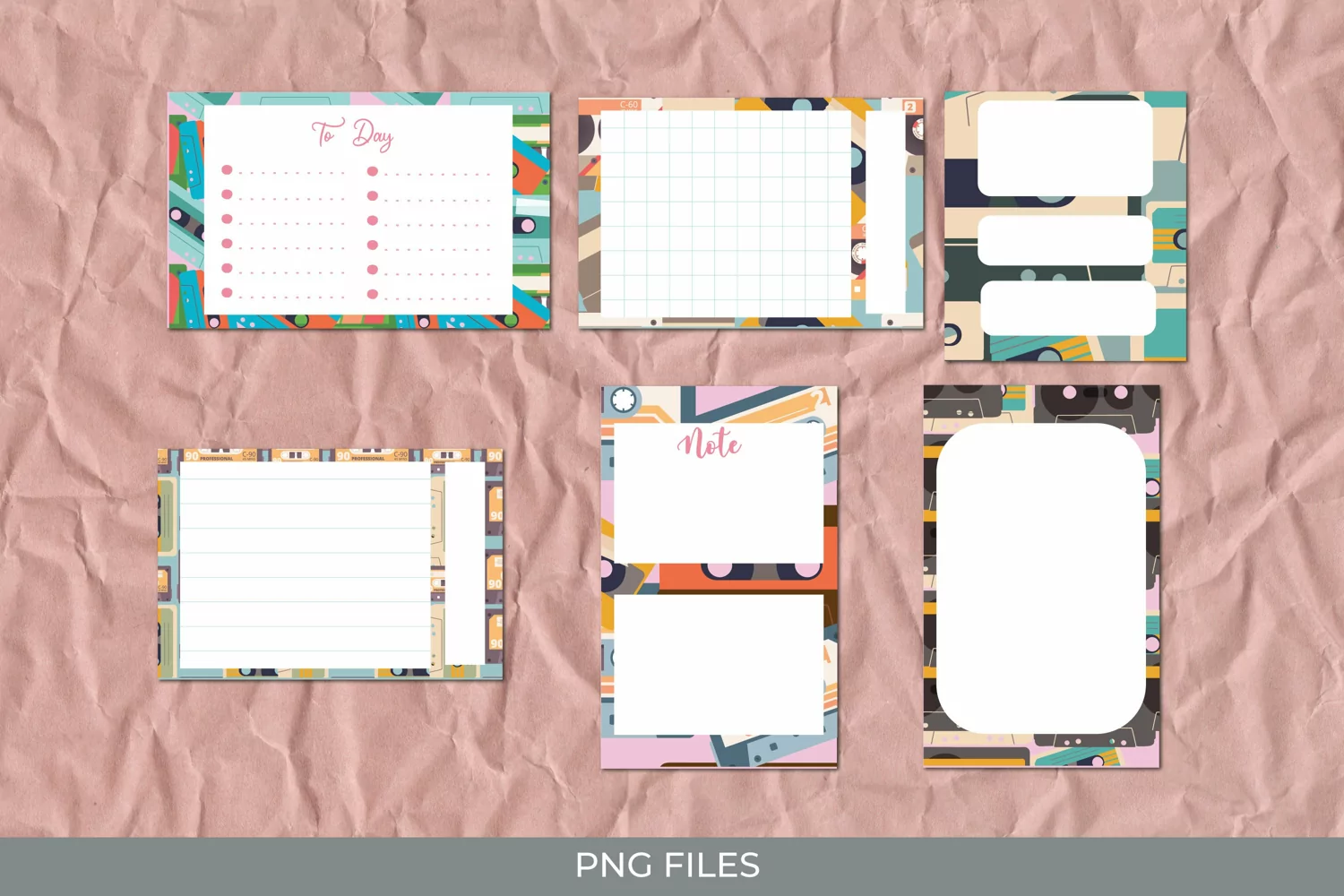 Vintage Audio Cassette Seamless Pattern Journaling Page product image 1