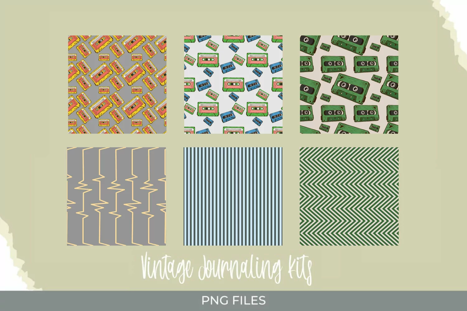 Vintage Audio Cassette Seamless Pattern Paper Pack product image 1