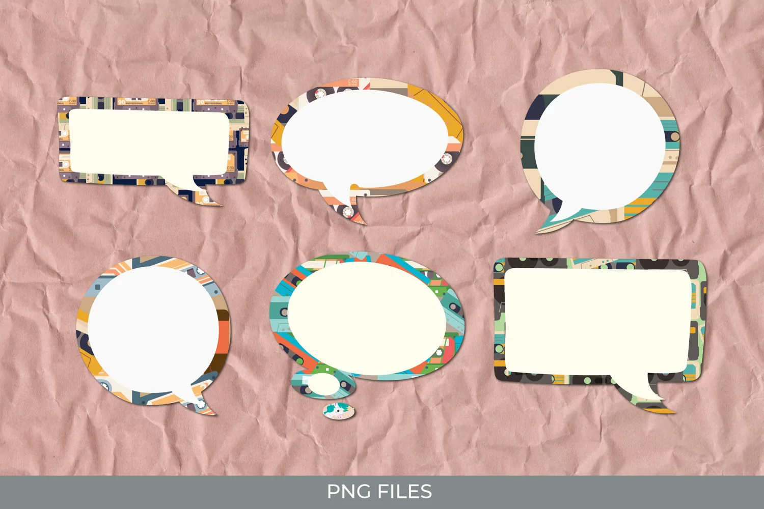 Vintage Audio Cassette Seamless Pattern Speech Bubble product image 1