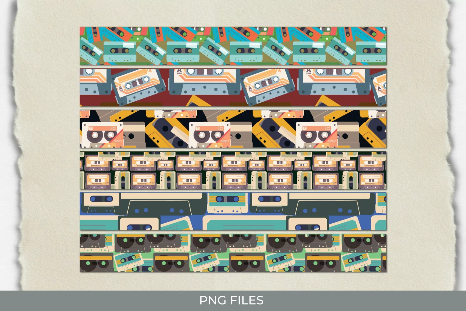 Vintage Audio Cassette Seamless Pattern Stripe product image 1