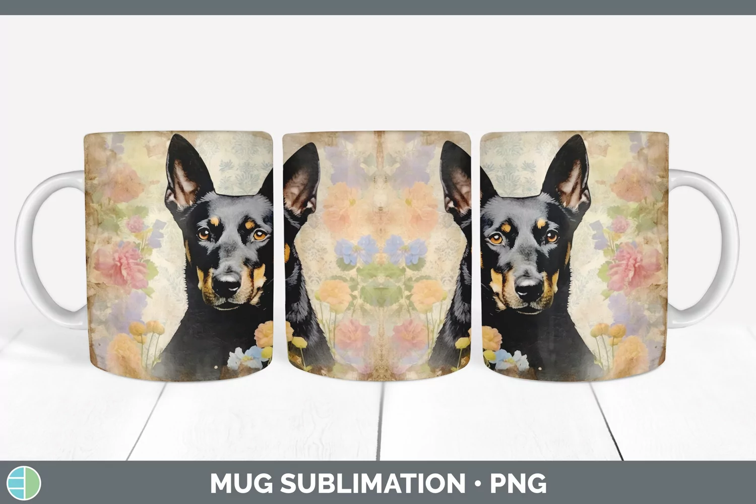 GorgeousDecoupage Australian Kelpies Mug Wrap design.