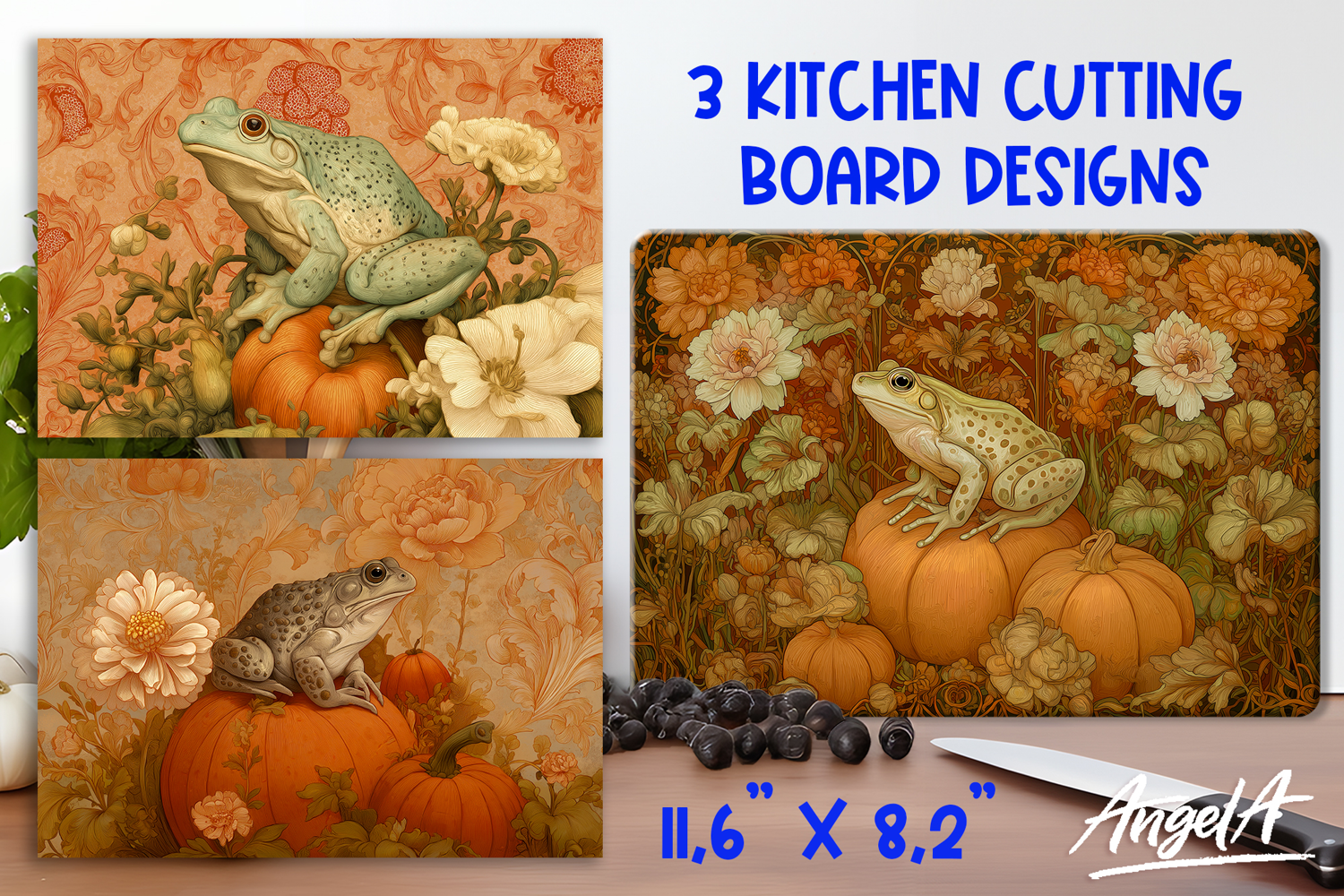 Kitchen Cutting board sublimation Wild animal frog Autumn product image 1