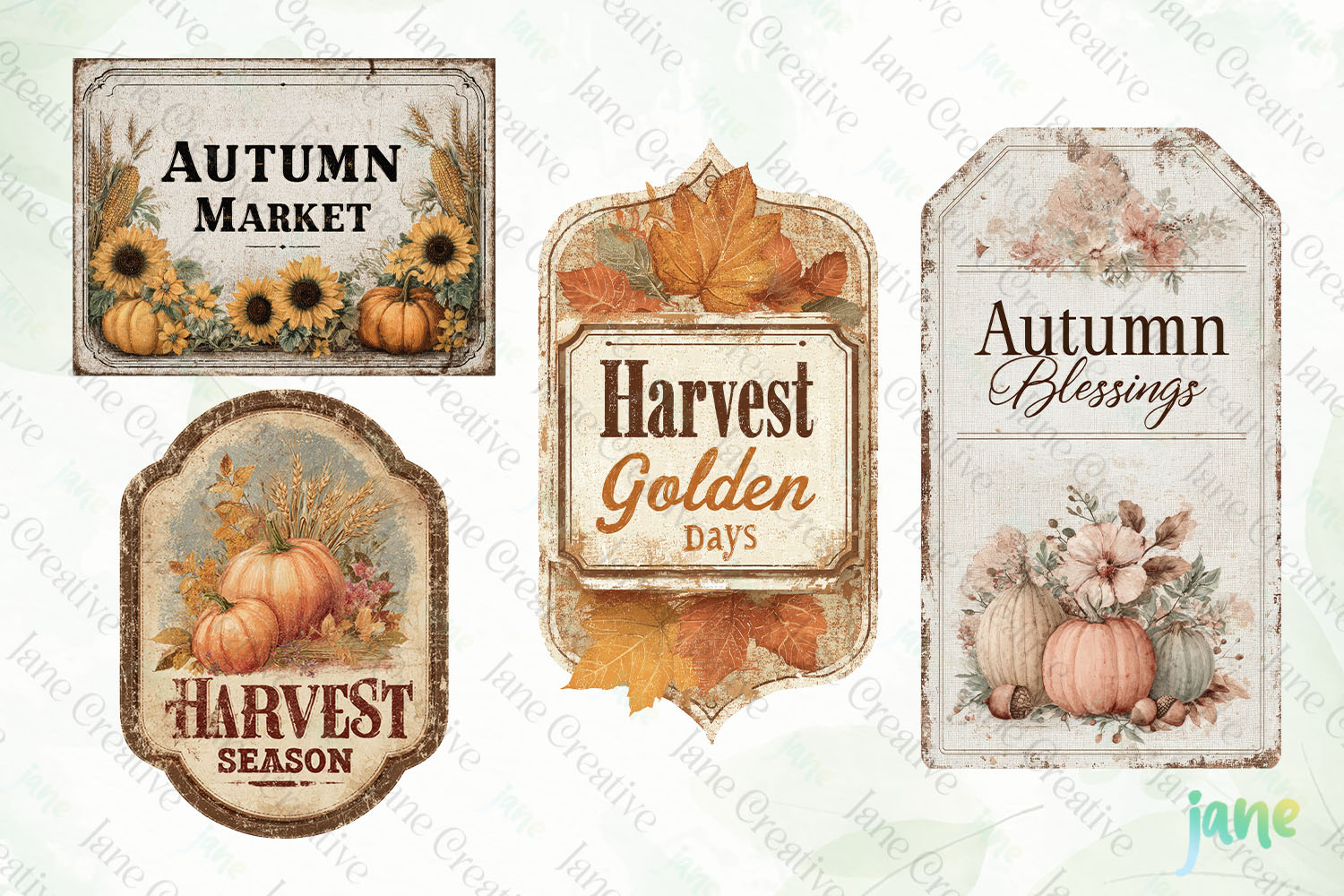 Vintage Autumn Label Clipart product image 1