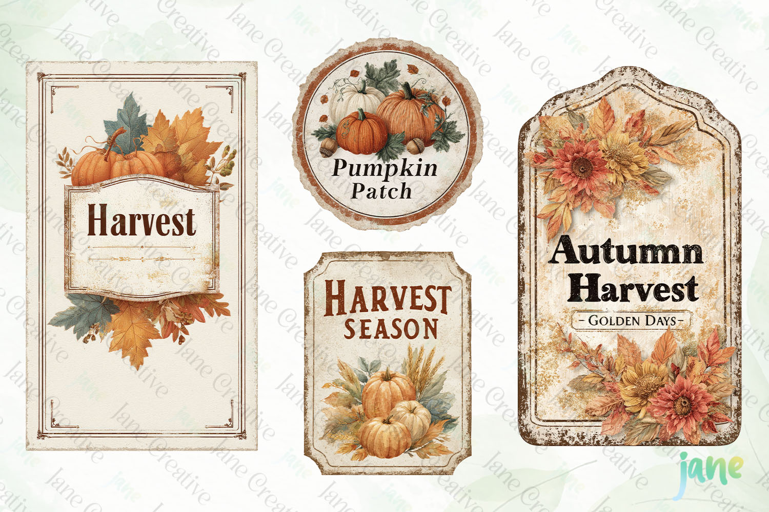 Vintage Autumn Label Clipart product image 1