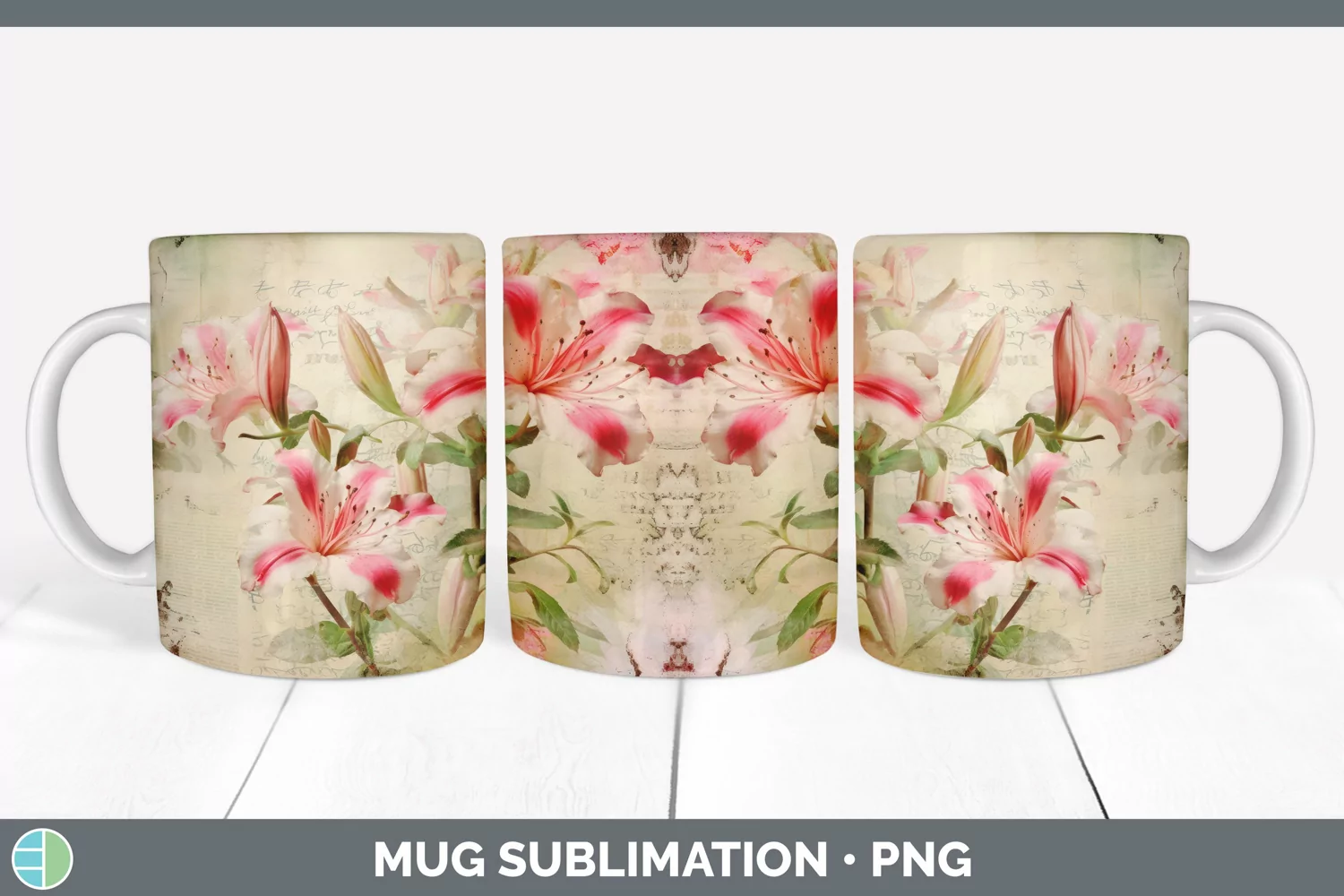 GorgeousDecoupage Azaleas Mug Wrap design.
