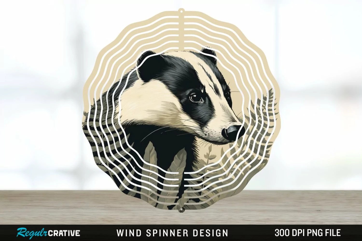 Vintage Badger Wind Spinner Sublimation Design PNG product image 1