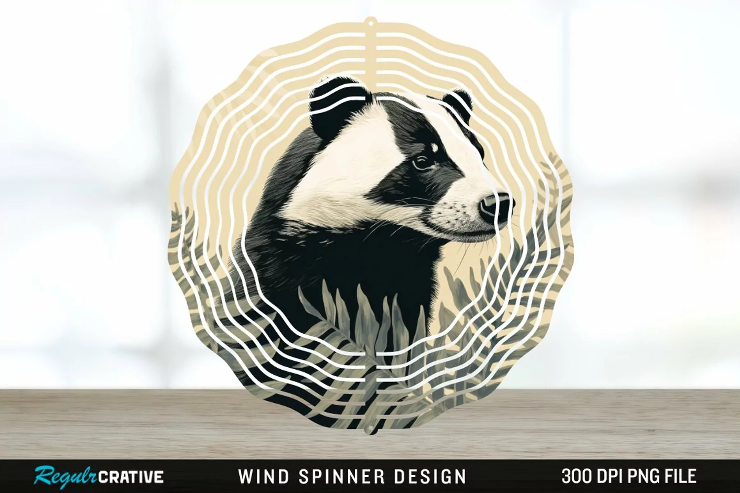 Vintage Badger Wind Spinner Sublimation Design PNG product image 1