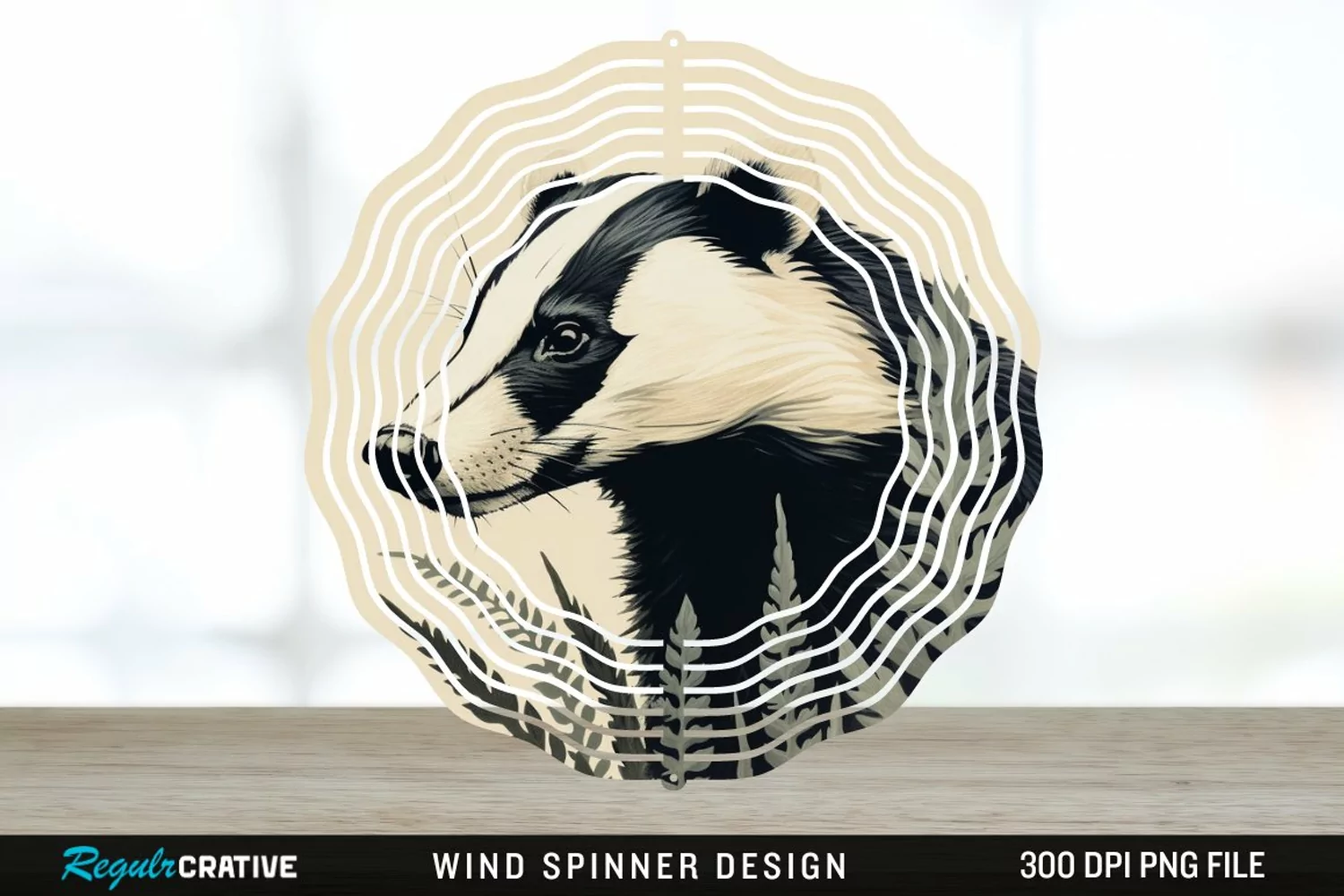 Vintage Badger Wind Spinner Sublimation Design PNG product image 1