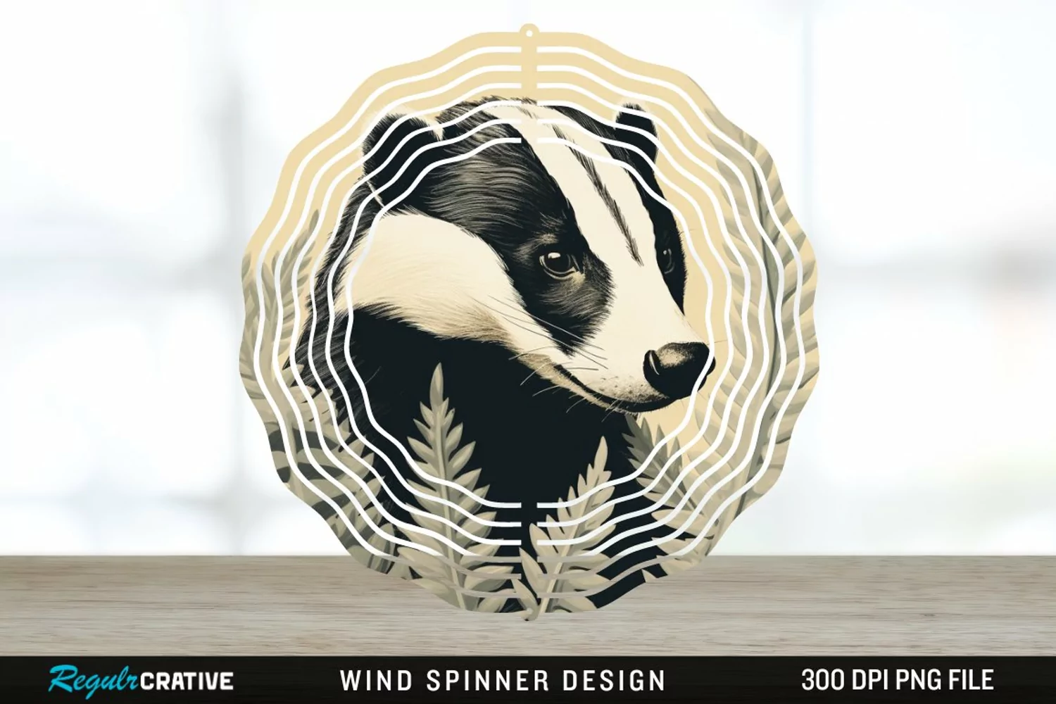 Vintage Badger Wind Spinner Sublimation Design PNG product image 1