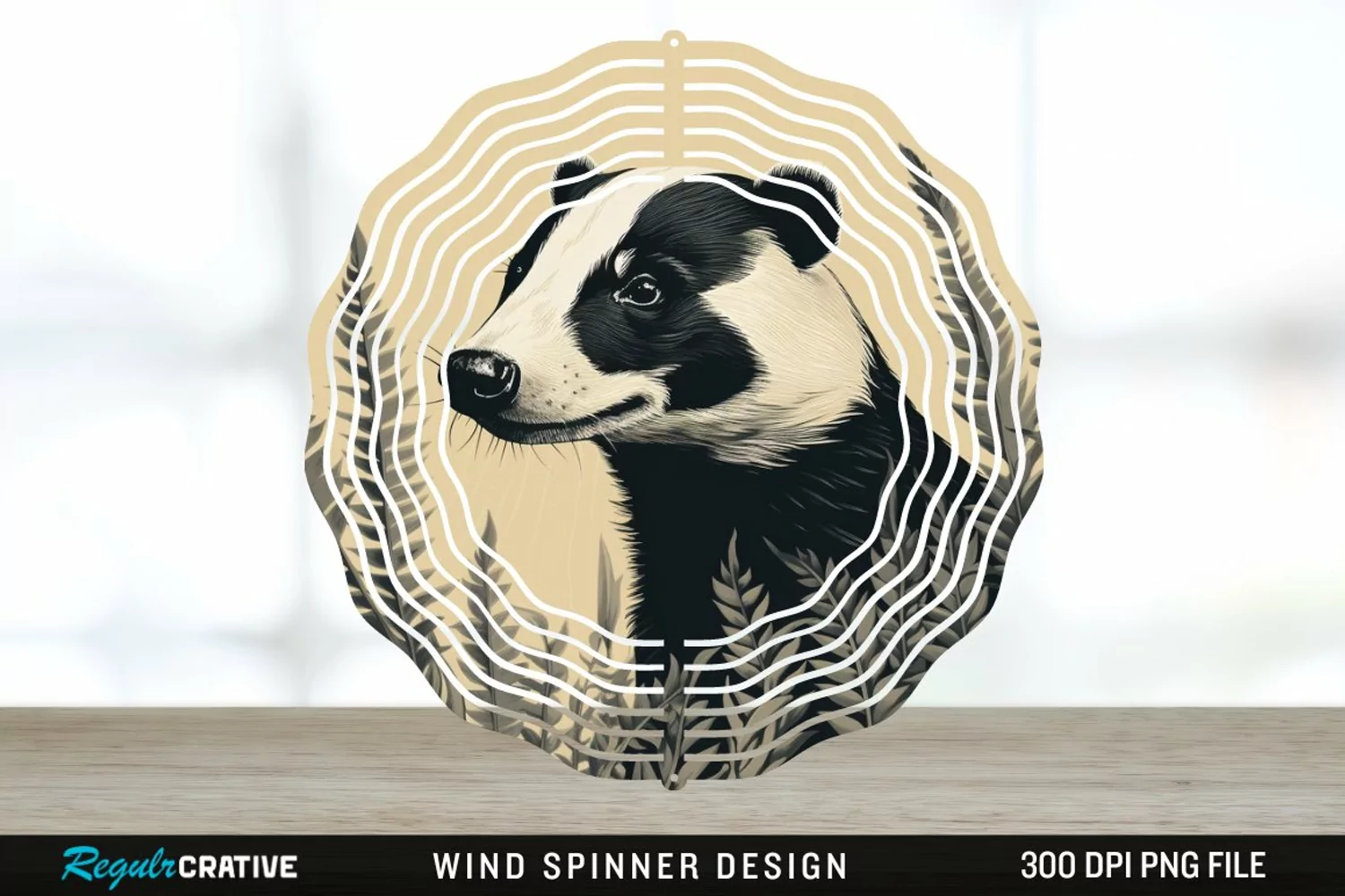 Vintage Badger Wind Spinner Sublimation Design PNG product image 1