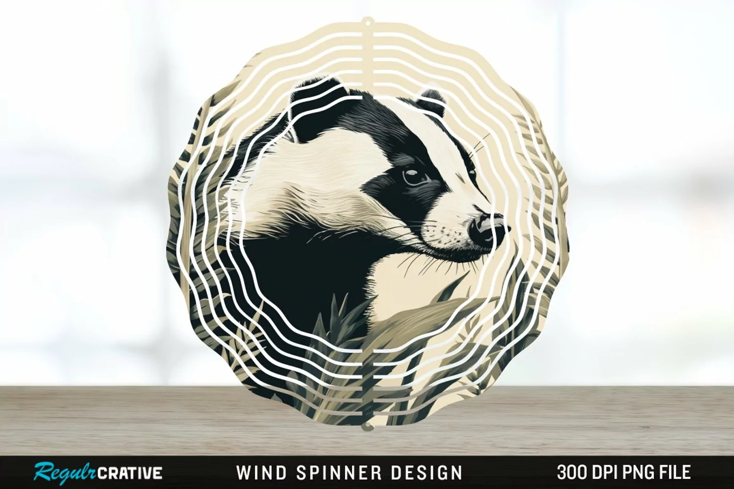 Vintage Badger Wind Spinner Sublimation Design PNG product image 1