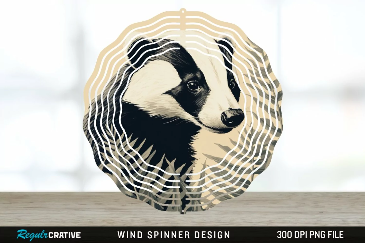 Vintage Badger Wind Spinner Sublimation Design PNG product image 1