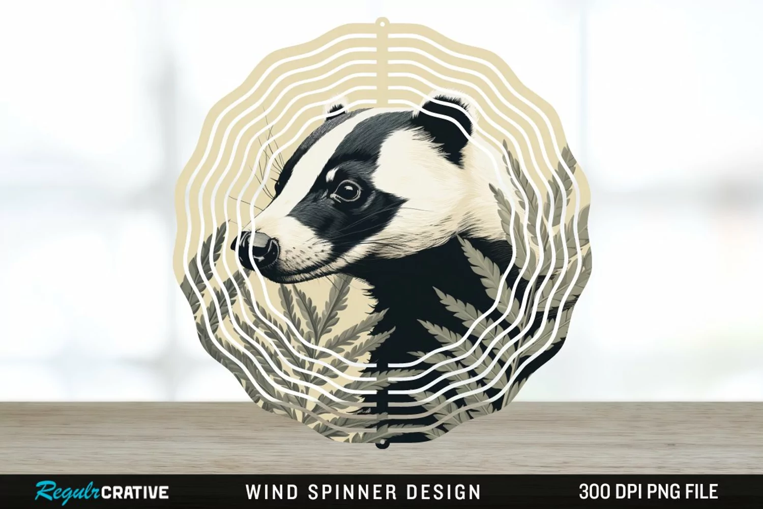 Vintage Badger Wind Spinner Sublimation Design PNG product image 1