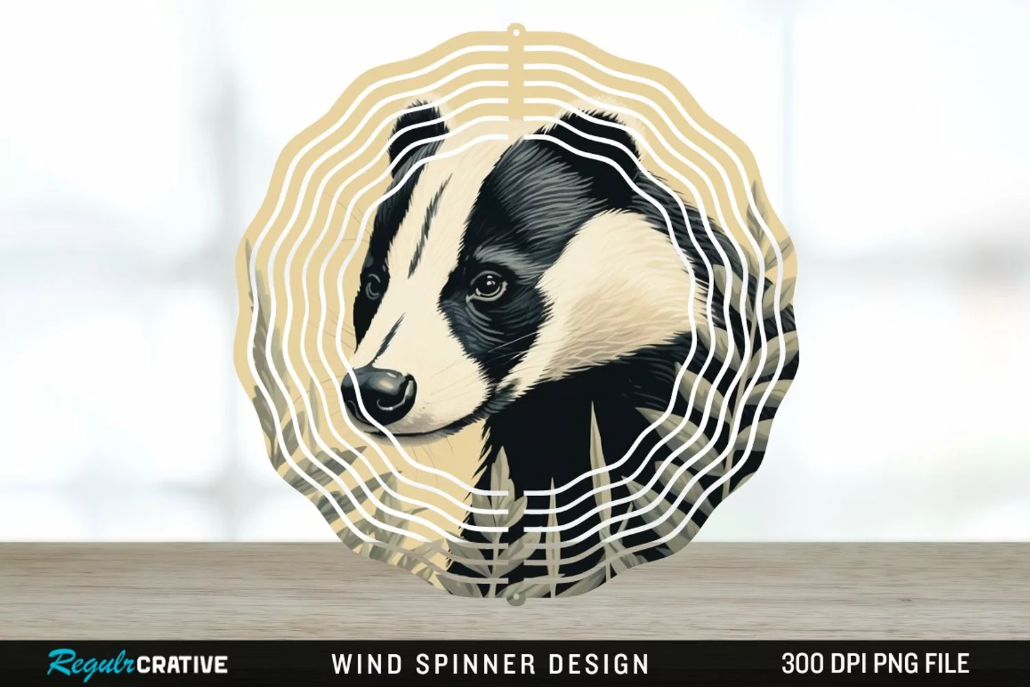 Vintage Badger Wind Spinner Sublimation Design PNG product image 1