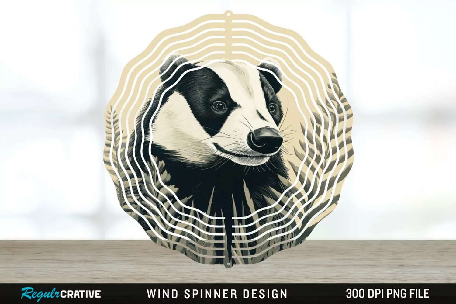 Vintage Badger Wind Spinner Sublimation Design PNG product image 1