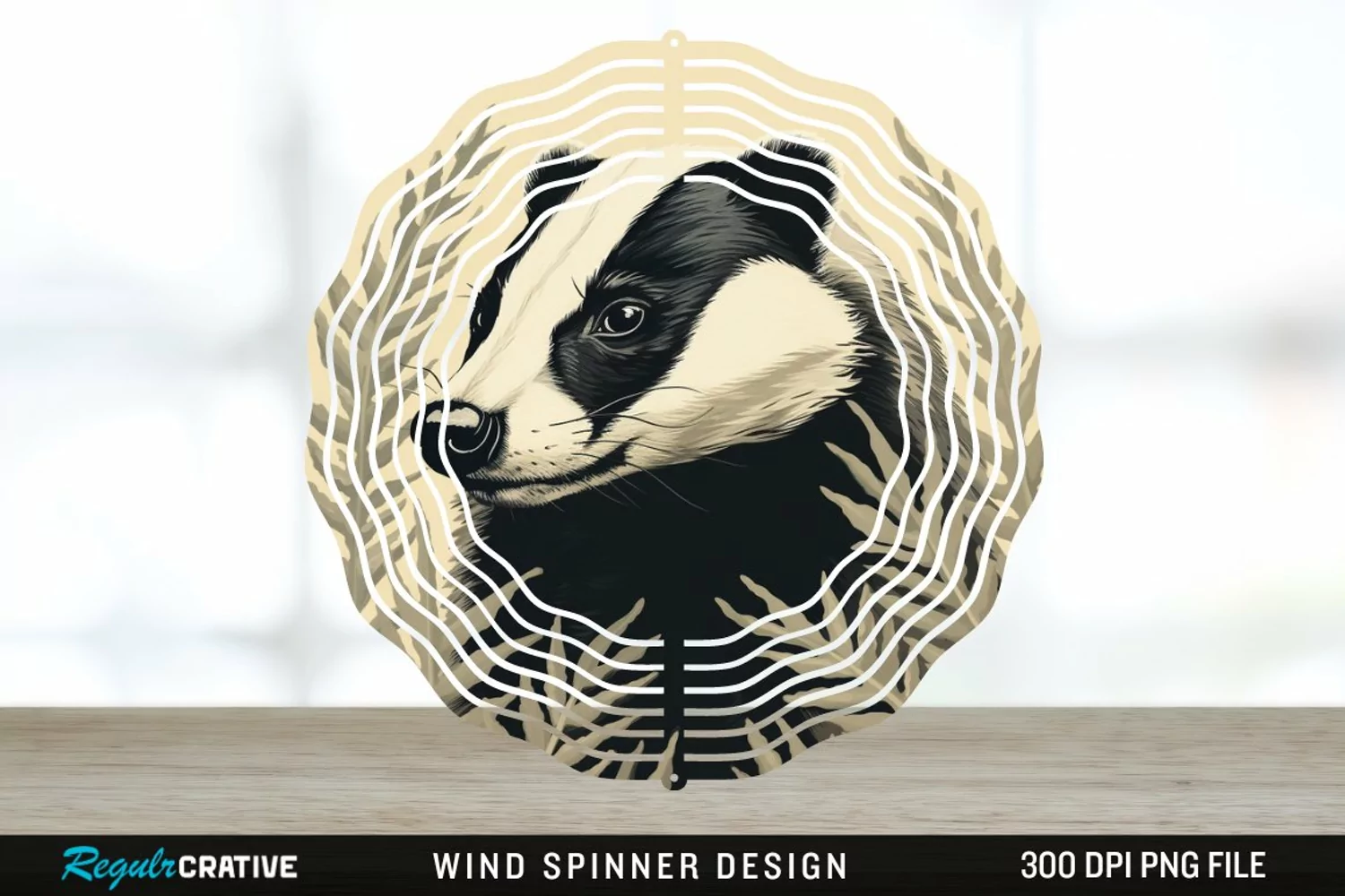 Vintage Badger Wind Spinner Sublimation Design PNG product image 1