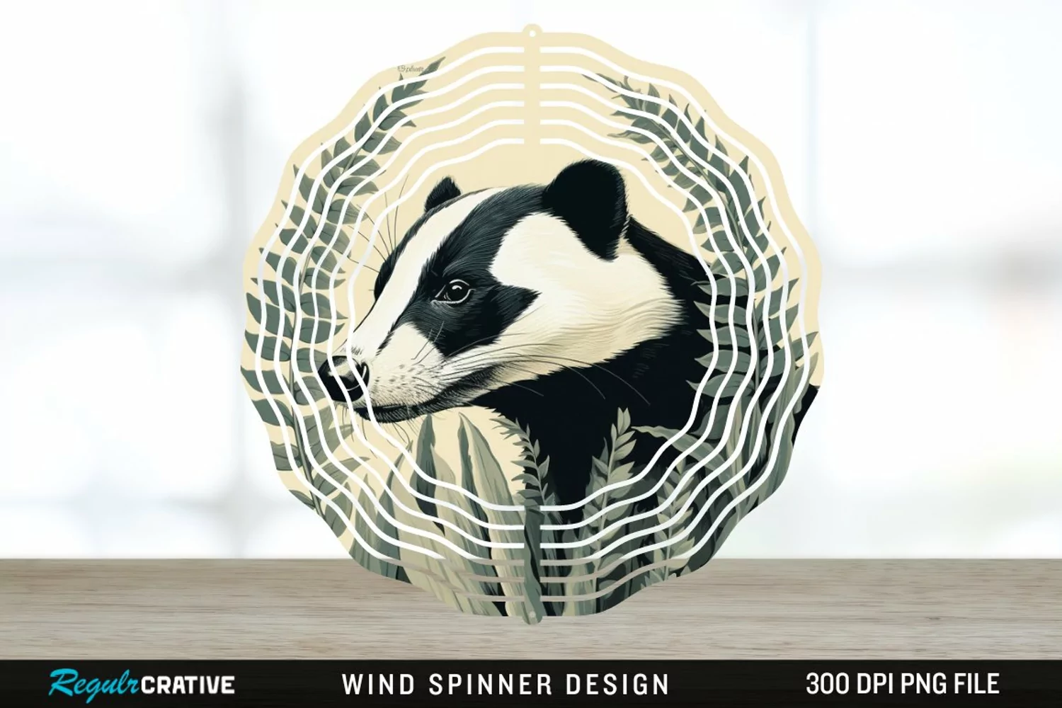 Vintage Badger Wind Spinner Sublimation Design PNG product image 1