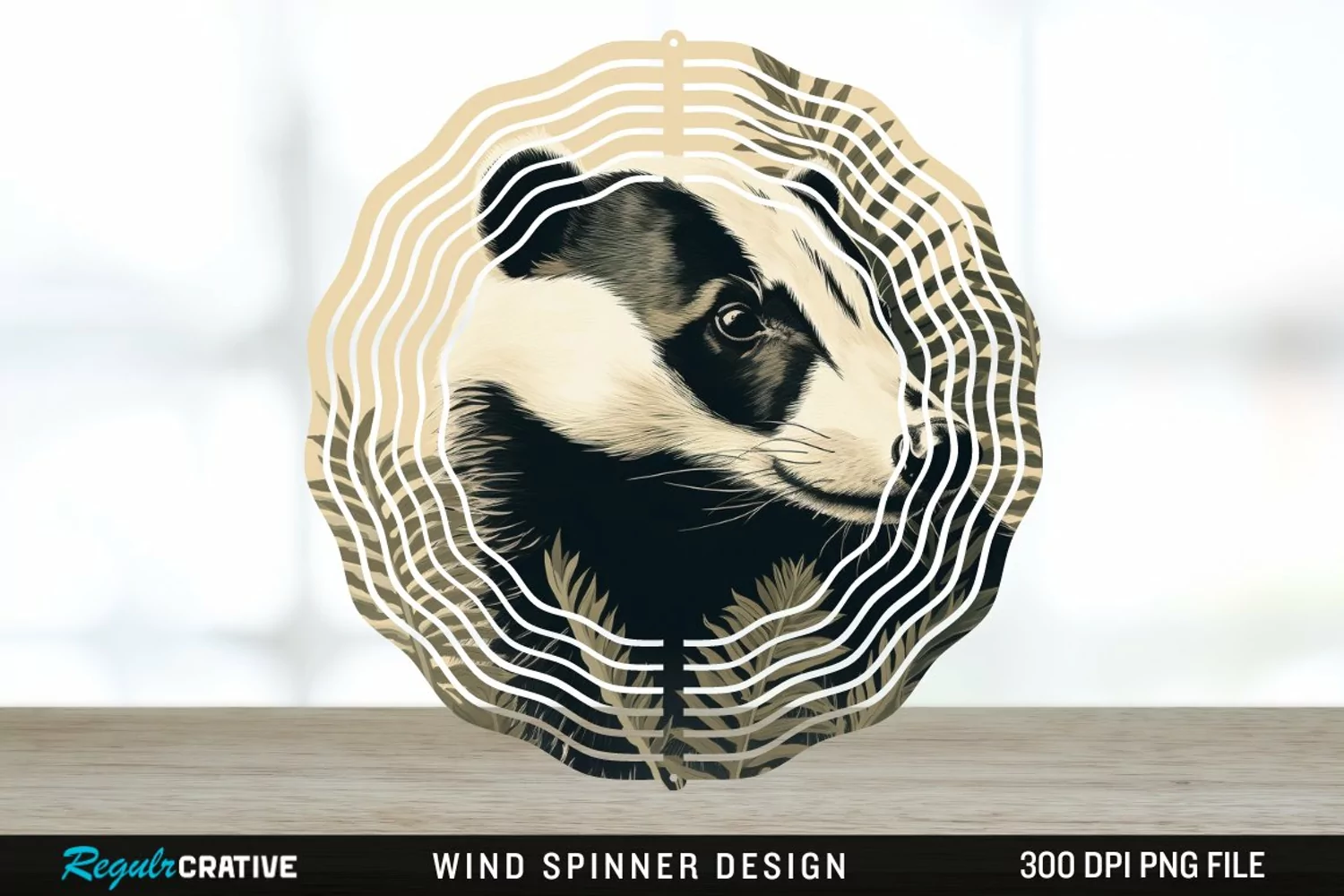 Vintage Badger Wind Spinner Sublimation Design PNG product image 1