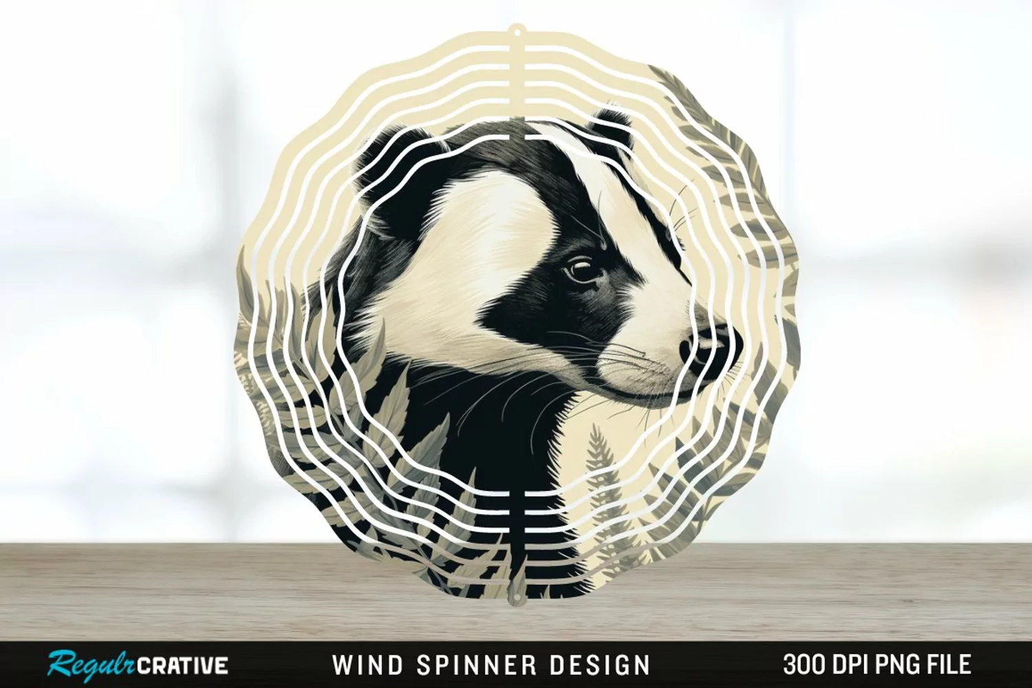 Vintage Badger Wind Spinner Sublimation Design PNG product image 1