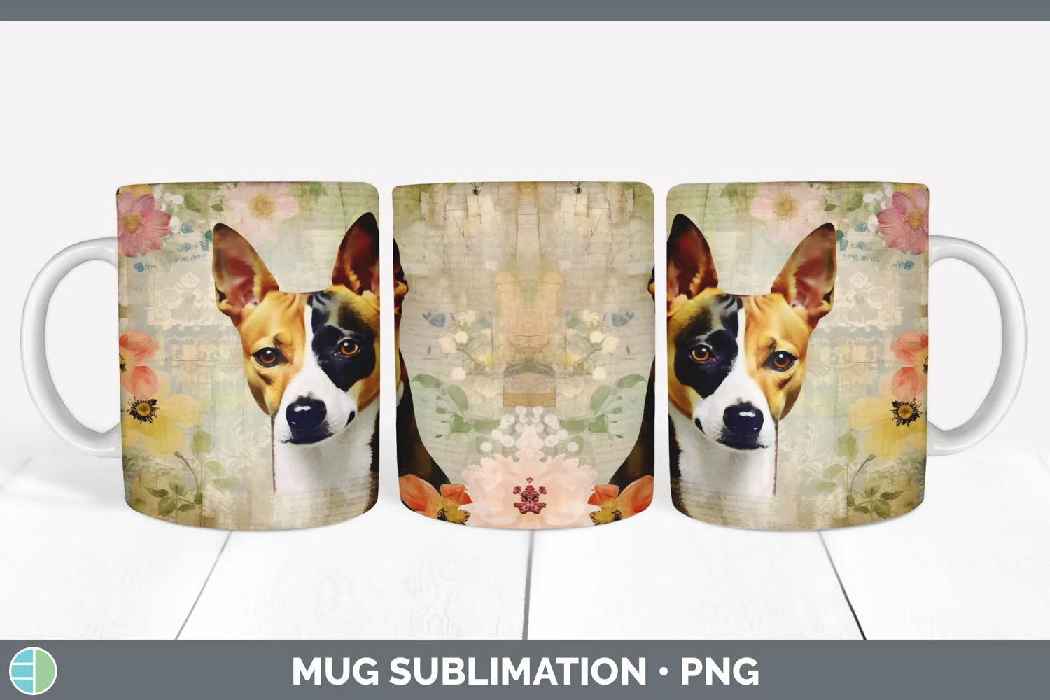 GorgeousDecoupage Basenjis Mug Wrap design.