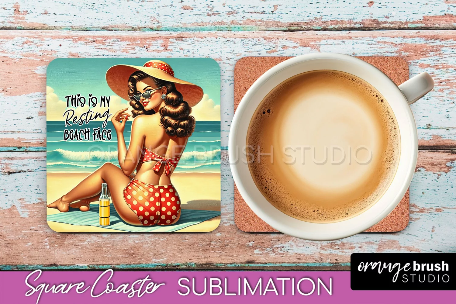 Pin Up Girl Coaster - Sarcastic Quote Beach Square Coaster product image 1