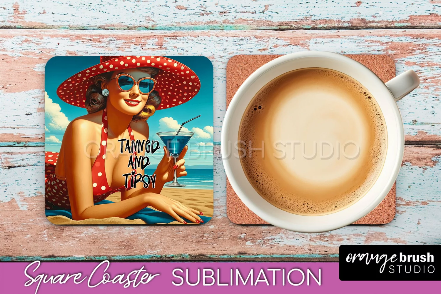 Pin Up Girl Coaster - Sarcastic Quote Beach Square Coaster product image 1