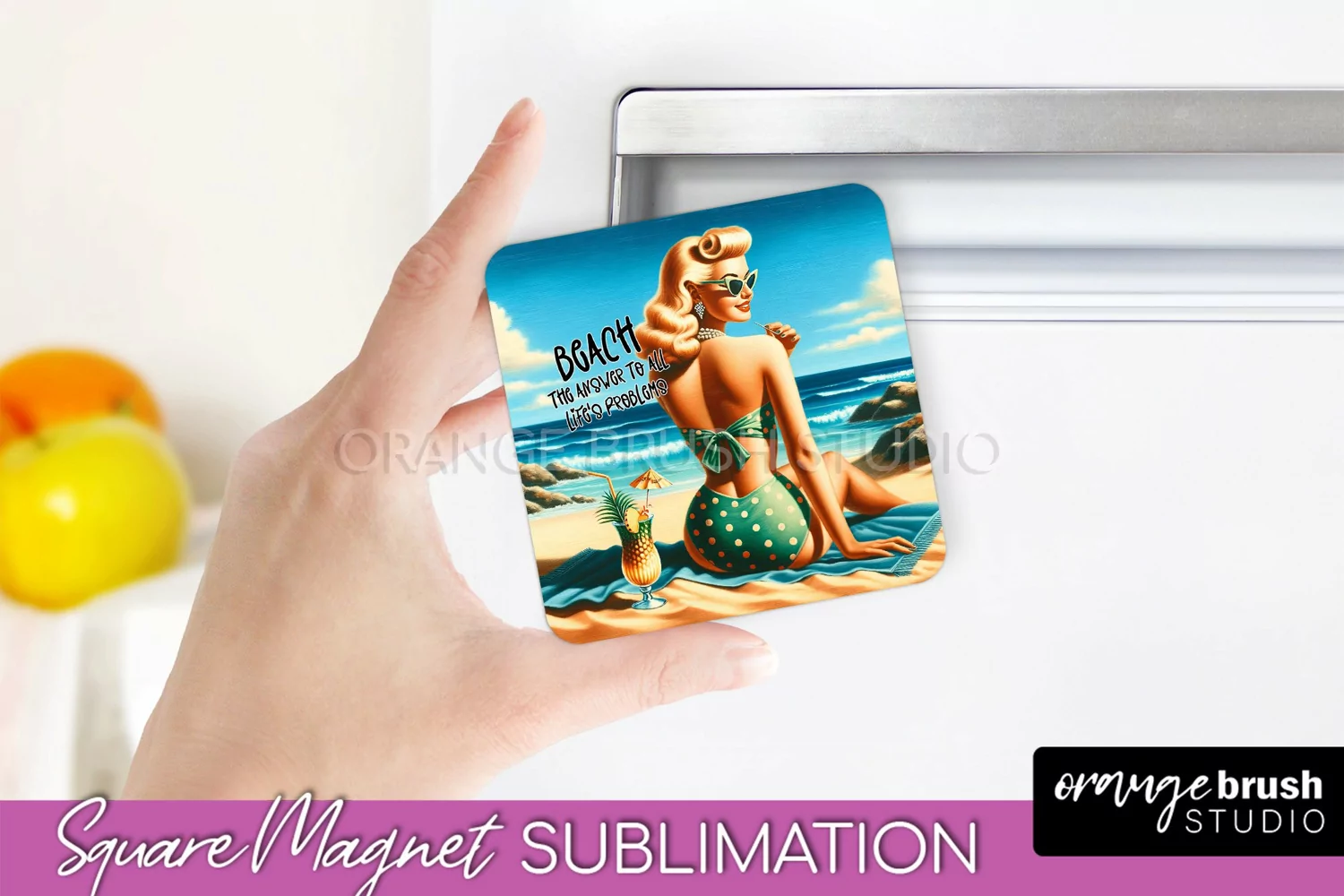 Pin Up Girl Magnet Sublimation, Sarcastic Beach Quote Magnet product image 1