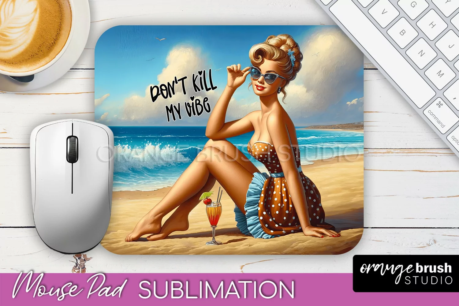 Sarcastic Pin-up Girl Mouse Pad PNG - Beach Sublimation product image 1