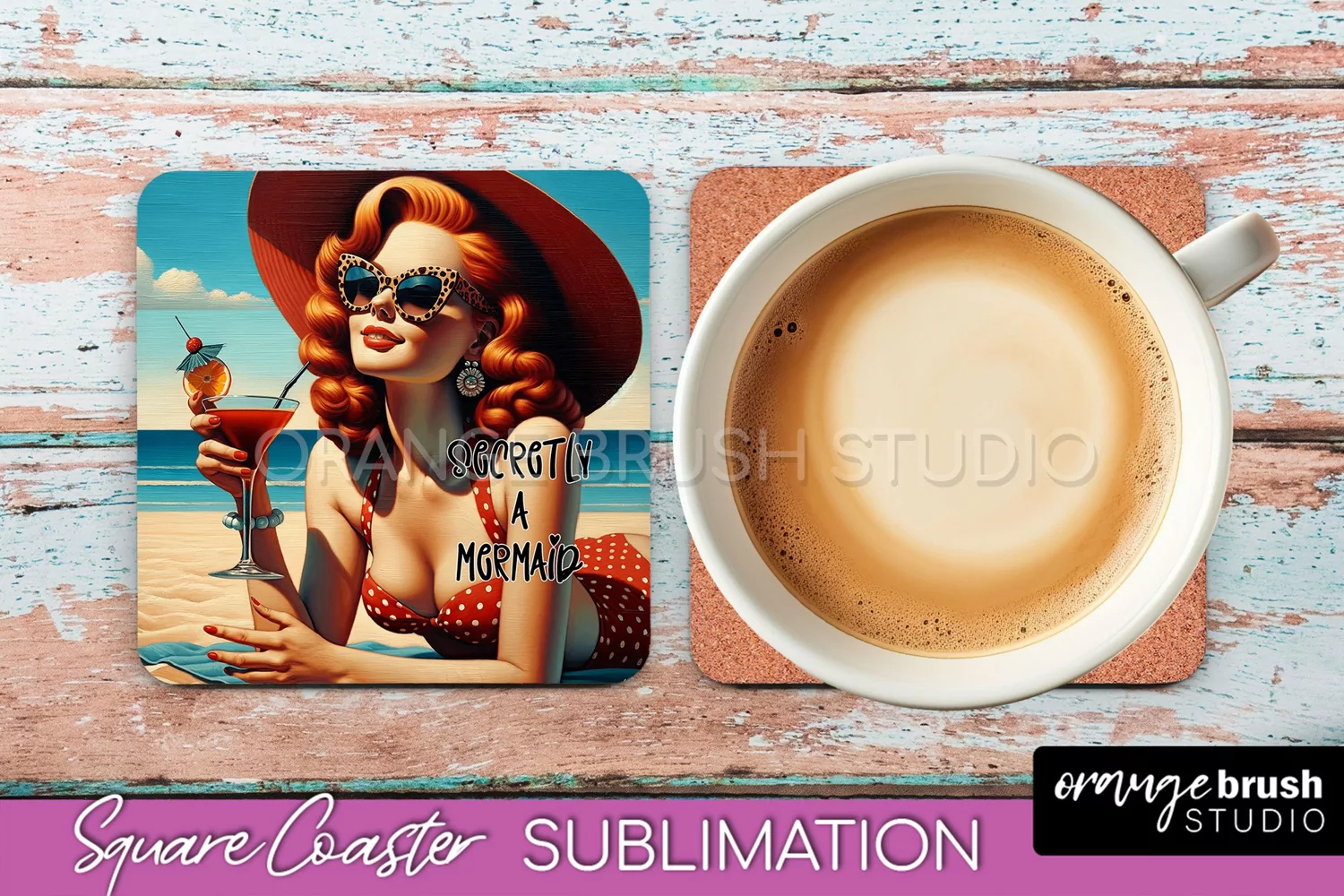 Pin Up Girl Coaster - Sarcastic Quote Beach Square Coaster product image 1
