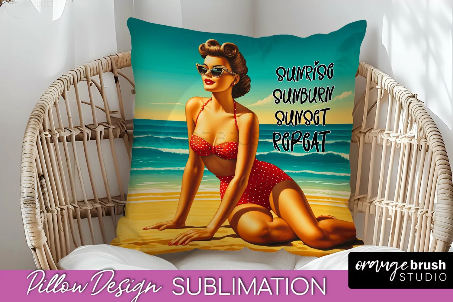 Pin Up Girl Pillow Cover - Beach Pillow Case Sublimation product image 1