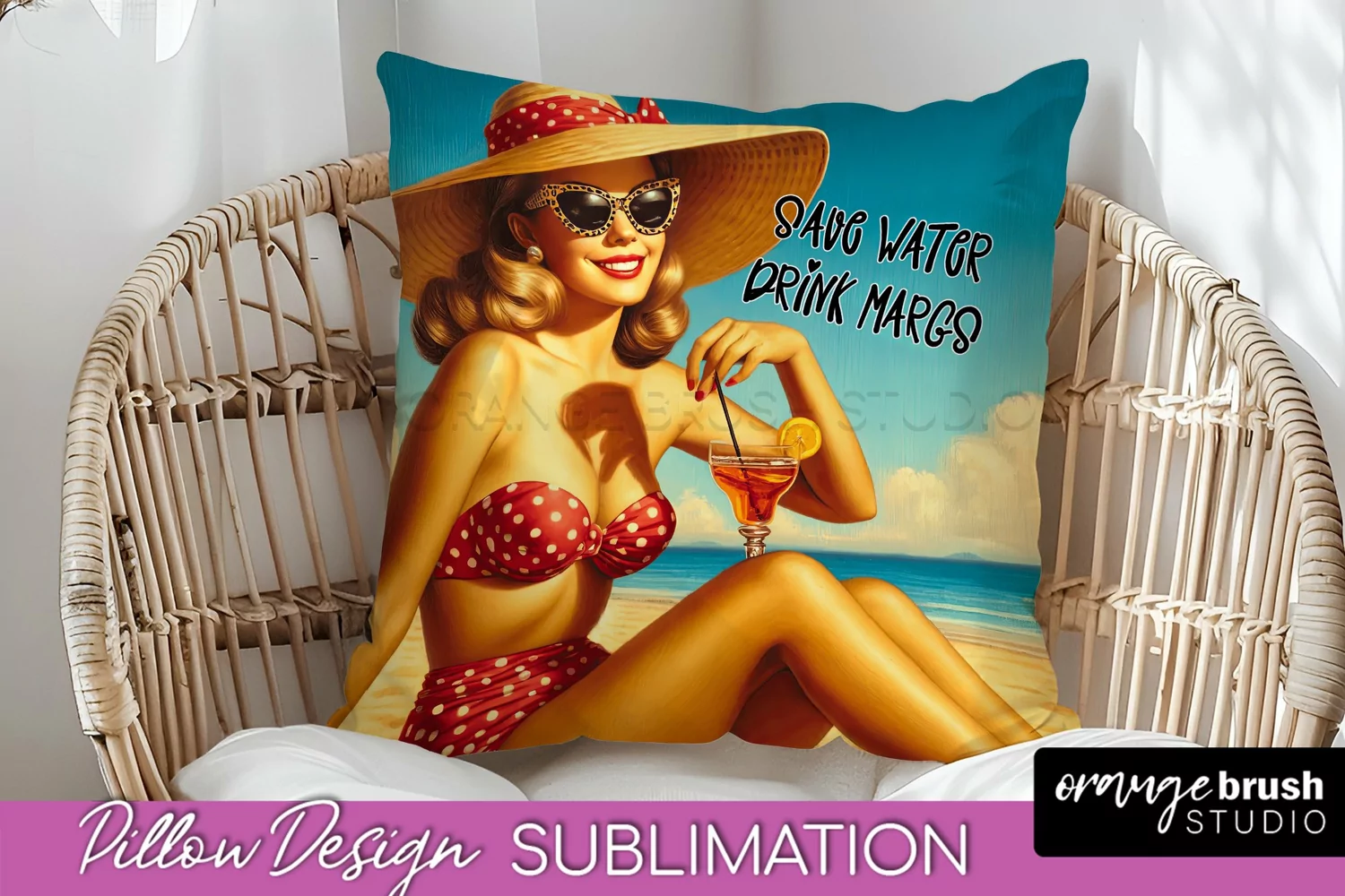 Pin Up Girl Pillow Cover - Beach Pillow Case Sublimation product image 1