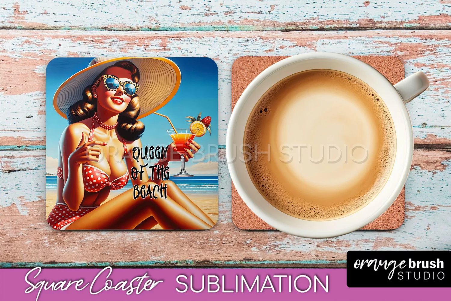Pin Up Girl Coaster - Sarcastic Quote Beach Square Coaster product image 1