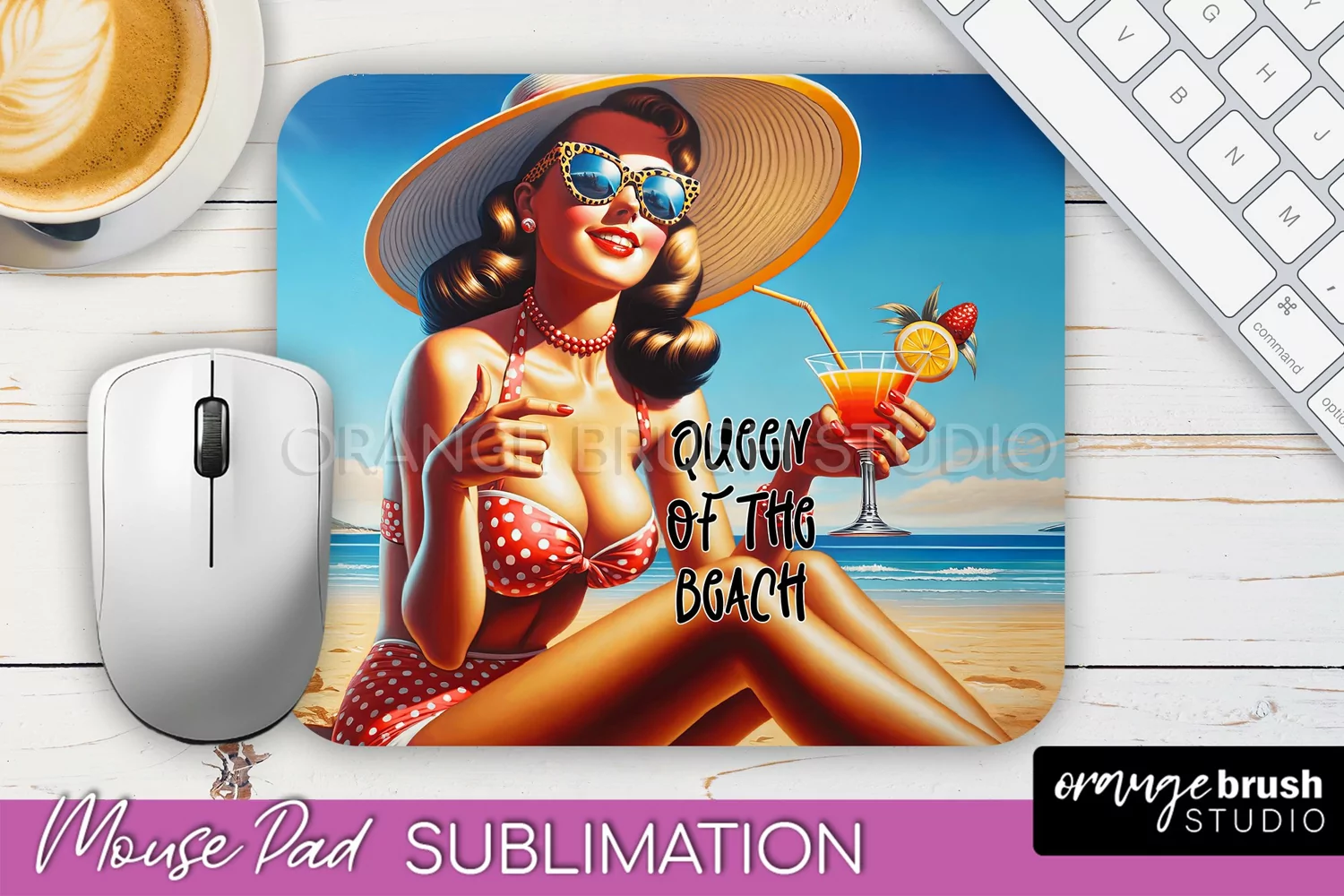 Sarcastic Pin-up Girl Mouse Pad PNG - Beach Sublimation product image 1