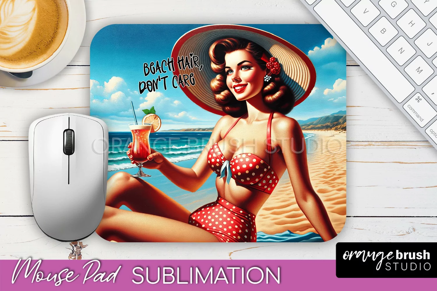 Sarcastic Pin-up Girl Mouse Pad PNG - Beach Sublimation product image 1