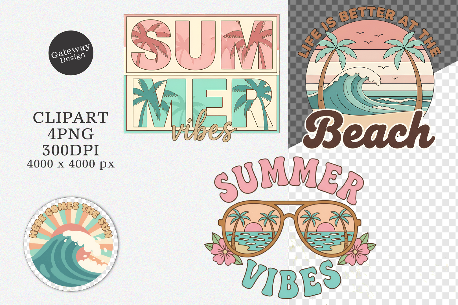 Vintage Beach Summer Sublimation Design - Vintage Summer product image 1
