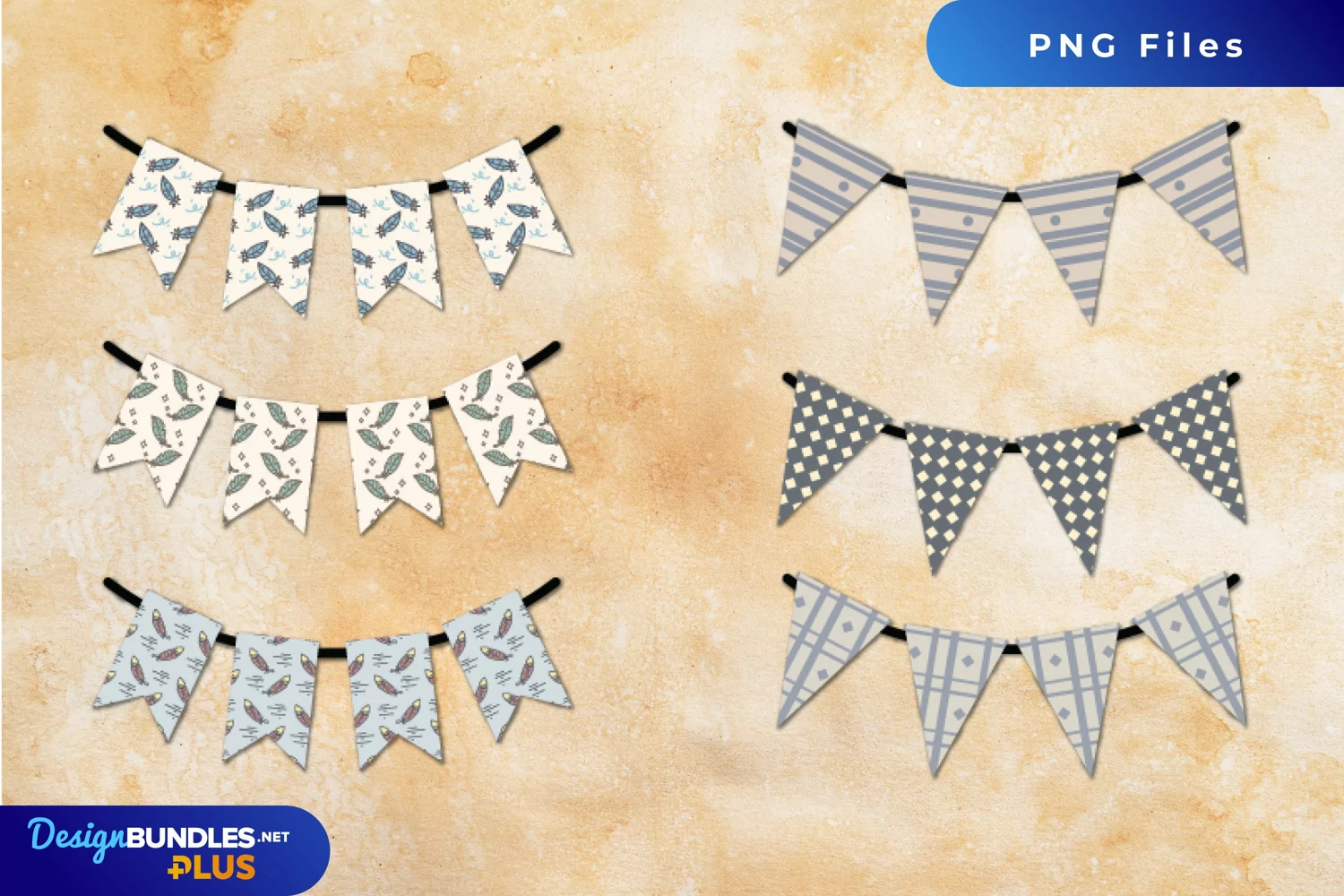 Vintage Bird Feather Seamless Pattern Bunting Banner product image 1