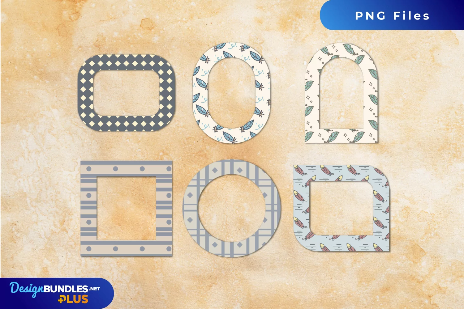 Vintage Bird Feather Seamless Pattern Frame Set product image 1