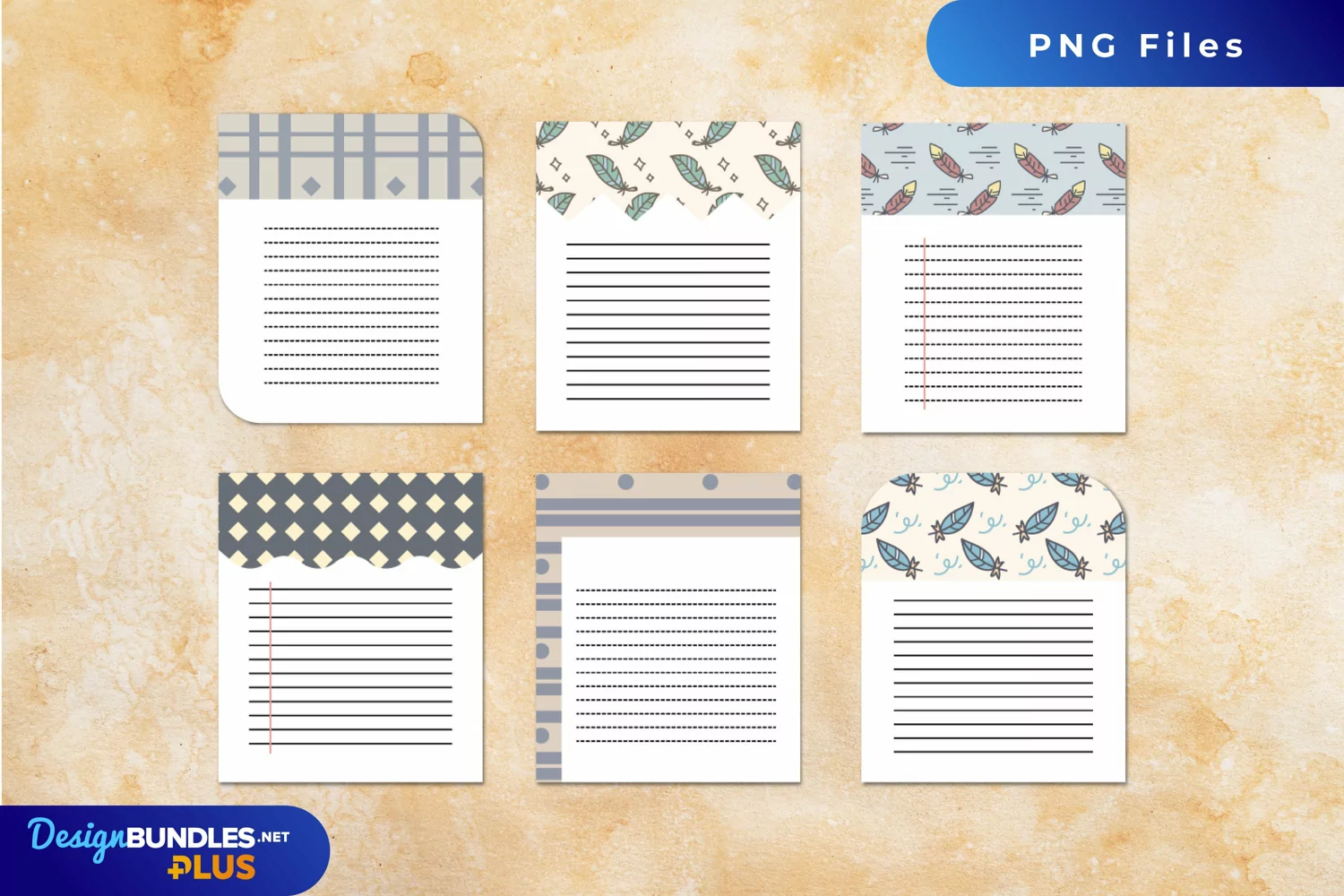 Vintage Bird Feather Seamless Pattern Shaped Journaling Page product image 1