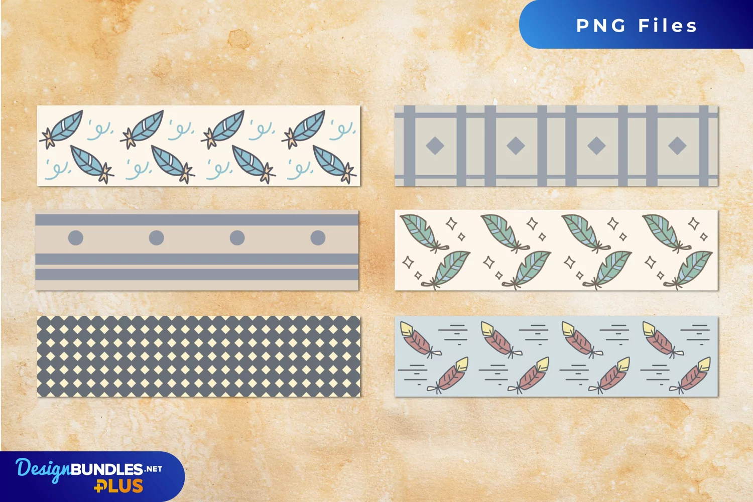 Vintage Bird Feather Seamless Pattern Stripe product image 1