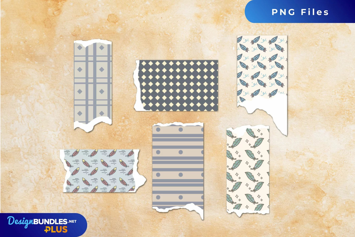Vintage Bird Feather Seamless Pattern Torn Paper product image 1